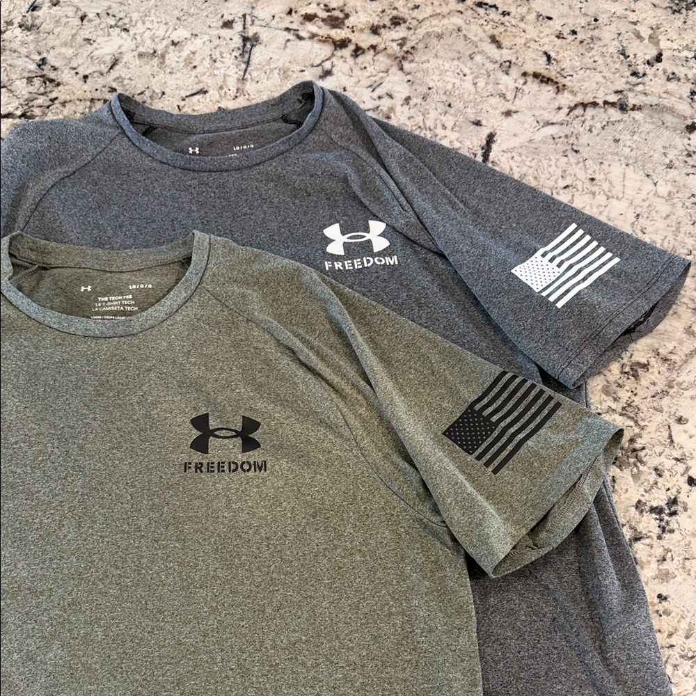 Under Armour Men's Freedom Tees - Gray and Green